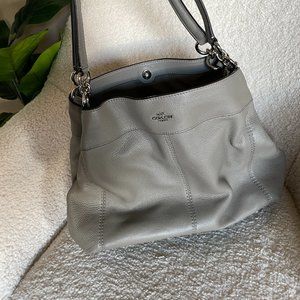 Coach Lexy Grey Pebble Leather Three Compartments Shoulder Bag NWOT